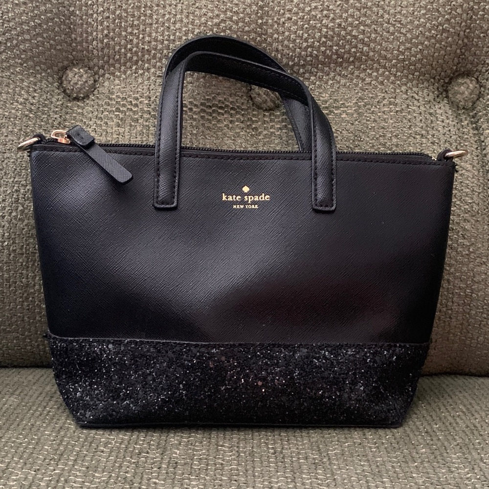 Kate Spade Ina Greta Court Satchel with Glittery Bottom Panel